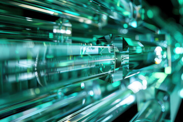 Wall Mural - close up horizontal illustration of an abstract shiny transparent glass structure