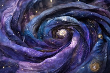 Wall Mural - nebula-inspired cosmic dreamscape with spiral galaxies and shimmering stardust in deep indigo and violet hues