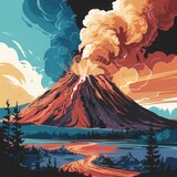 Explosive Volcano Eruption Illustration
