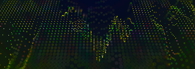 Leinwandbilder - Sci-fi background. Digital wave with many particles. Big data visualization. Template for festive presentation. 3d