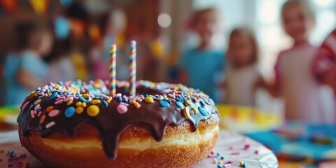 Poster - Donut with chocolate icing and sprinkles