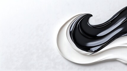 Poster - Abstract Black and White Paint Swirls An Elegant Fluid Texture Background