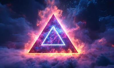Poster - Fiery Triangle in Night Sky, Abstract Background for Design