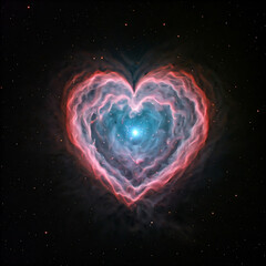Wall Mural - heart of fire in the dark sky. heart nebula in space with colorful background and stars for love and romance.