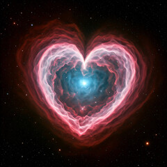 Wall Mural - heart of fire in the dark sky. heart nebula in space with colorful background and stars for love and romance.