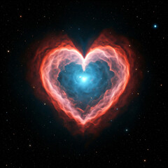 Wall Mural - heart of fire in the dark sky. heart nebula in space with colorful background and stars for love and romance.