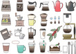 © Himatsuki - Coffe & Coffeeware icon set. | Coffee time, Break time, Relax time, Coffee break, Morning cup, Take a rest. | Set of isolated objects.