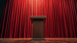 © KaysArt - Dark Wooden Podium with Red Curtains Stage Background
