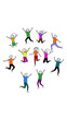 © Organicpatterns - Simple Outline Art of Excited People Jumping
