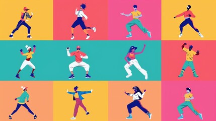 Poster - A group of twelve people are dancing, showing a variety of moves and styles.