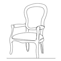 Wall Mural - One continuous single drawing line art flat doodle style, object, chair, furniture, comfortable, armchair, sofa. Isolated image hand draw contour on a white background
