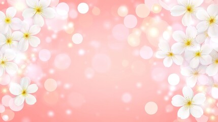 Poster - Delicate White Blossoms Spring Pink Bokeh Background