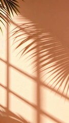 Aufkleber - Palm leaves casting Shadow of palm tree branches on a beige background