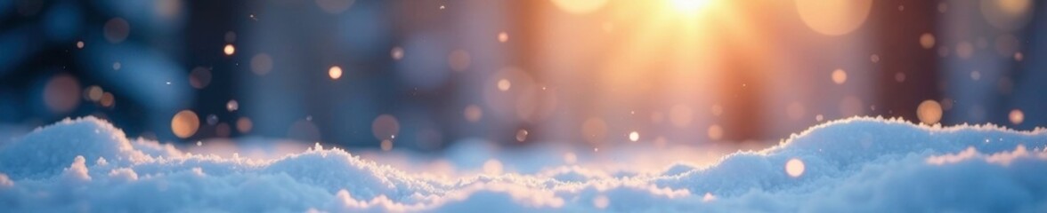 Wall Mural - Sparkling snowflakes dance in the soft morning light, calm, winter