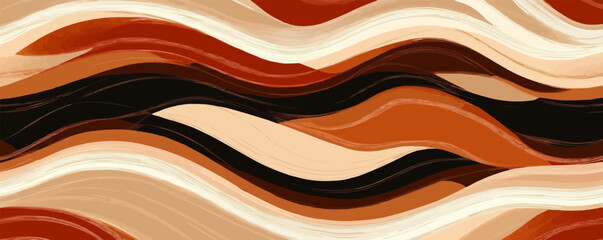 Poster - Abstract wavy vector art with earth tone colors.