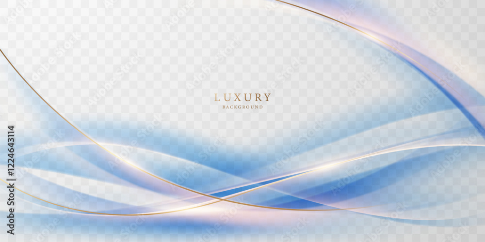 Blue abstract wave background with luxury golden elements vector ...