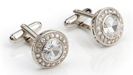 Wall Mural - Silver Cufflinks with Crystal Detail