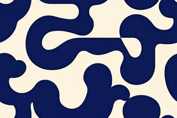 Poster - Abstract Organic Pattern: This bold and minimalist pattern features a seamless repetition of abstract organic shapes in a vibrant blue against a soft, off-white background.