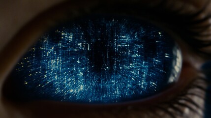 Poster - Digital Data Stream Within Human Eye Closeup