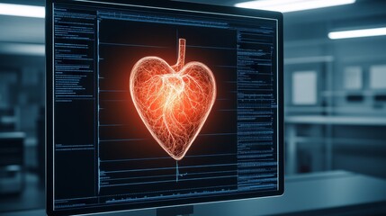 Poster - Digital Heart Analysis Medical Technology Displaying 3D Organ Model