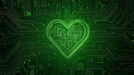 Poster - Digital Heart Circuit Board Love Technology Design