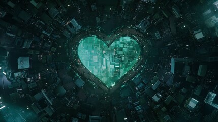 Poster - Digital Heart Circuitry Futuristic Technology Design