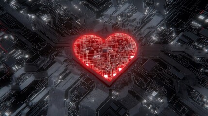 Poster - digital heart circuitry love in tech world