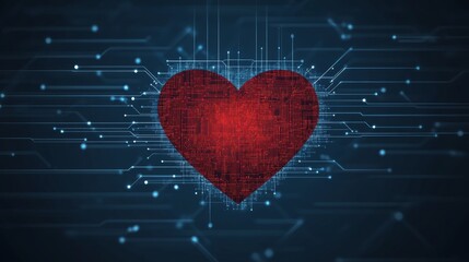 Poster - Digital Heart Circuitry Love, Technology's Embrace