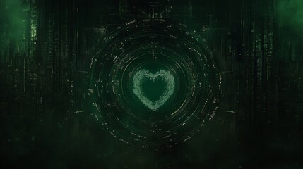 Poster - Digital Heart in Futuristic Tech Interface