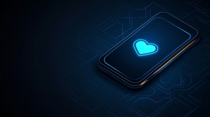 Poster - Digital Heart Mobile Phone Love Connection Technology
