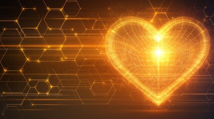 Poster - Digital Heart Networked Love in Abstract Glow