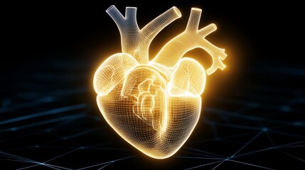 Poster - Digital Human Heart Anatomy Wireframe Model