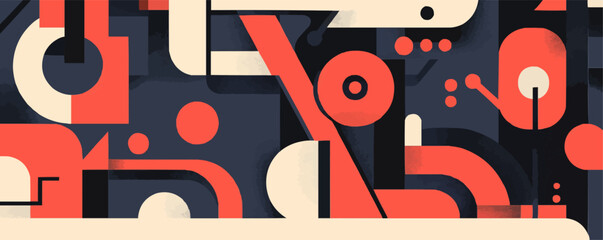 Poster - Abstract geometric vector art with bold colors and shapes.