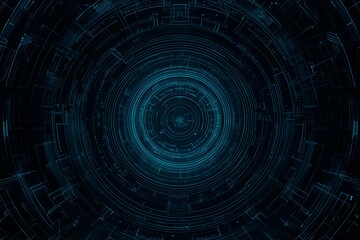 abstract close-up of a glowing blue digital circuit board, showcasing intricate connections and tech