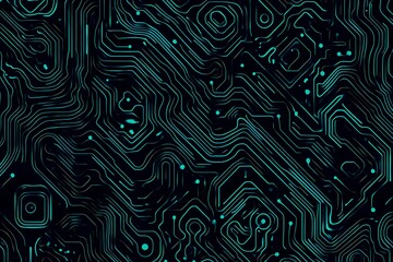 abstract close-up of a glowing blue digital circuit board, showcasing intricate connections and tech
