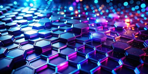 Poster - Futuristic Hexagon Technology Background - Night Cityscape
