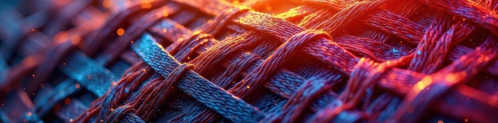 Crosshatched textile, interwoven threads at angle, seamless, mesh, weave