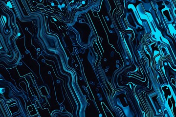 abstract close-up of a glowing blue digital circuit board, showcasing intricate connections and tech