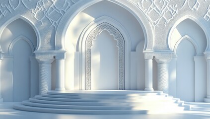 Poster - Elegant Architectural Elements in White Space with Light Shadows