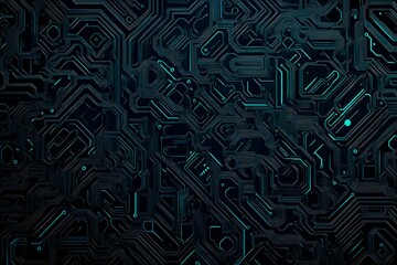 abstract close-up of a glowing blue digital circuit board, showcasing intricate connections and tech