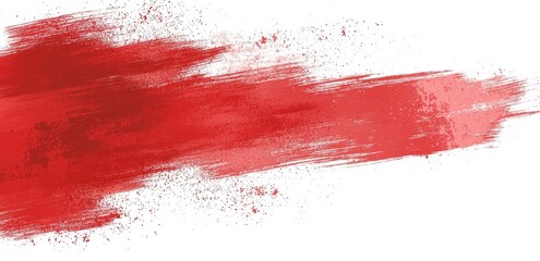 Poster - Red watercolor brush stroke set against white background