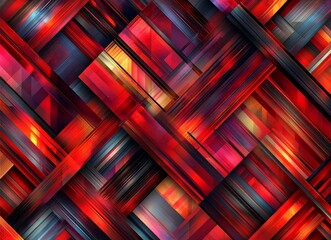 Poster - Abstract line patterns on a red gradient background