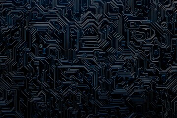 abstract close-up of a glowing blue digital circuit board, showcasing intricate connections and tech