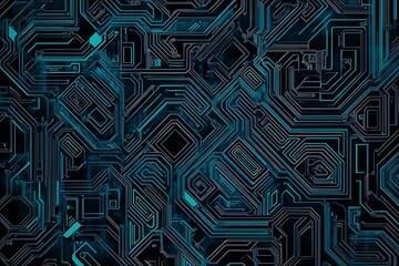 abstract close-up of a glowing blue digital circuit board, showcasing intricate connections and tech