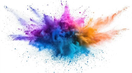 Wall Mural - bright blue holi paint color powder festival explosion burst isolated white background. industrial p