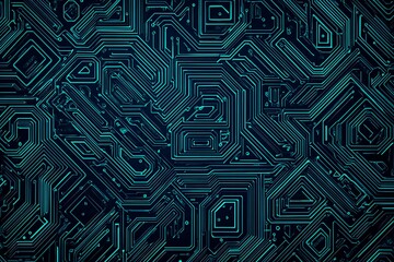 abstract close-up of a glowing blue digital circuit board, showcasing intricate connections and tech