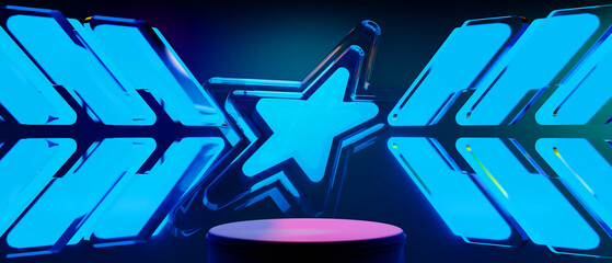 Wall Mural - 3d illustration rendering of chromatic star y2k 2000s gamer technology futuristic fantasy metaverse 