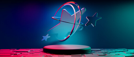 Wall Mural - 3d illustration rendering of chromatic star y2k 2000s gamer technology futuristic fantasy metaverse 