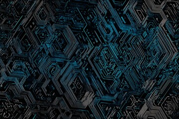 abstract close-up of a glowing blue digital circuit board, showcasing intricate connections and tech
