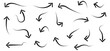 © uazzal - Hand-drawn Doodle arrows icon set or graphics collection. Pointer icons. Pointer graphic symbols. Sketch arrow design for business plan and education. Vector illustration.